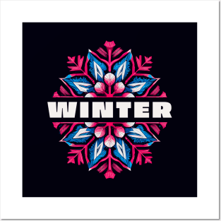 Winter || Colorful Abstract Snowflake Posters and Art